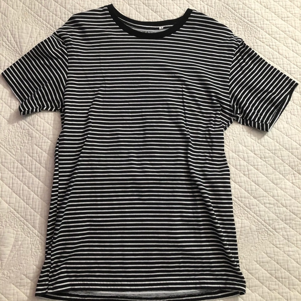 Black Striped short sleeved shirt